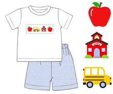 Load image into Gallery viewer, School Bus Smocked Seersucker Shorts Set (Boy)
